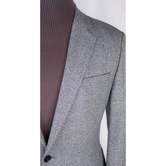 Express Photographer Blazer Sport Coat Mens 40R Fitted Plaid 2 Button Wool Blend - Picture 4 of 14